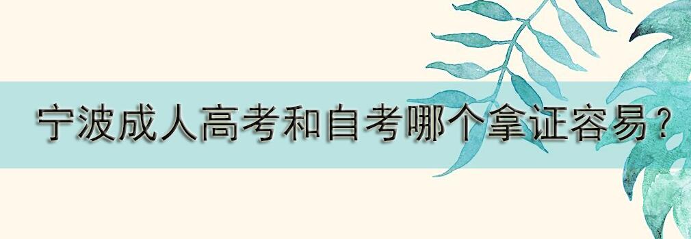 宁波成人高考和自考哪个拿证容易？